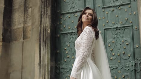 beautiful bride in wedding dress