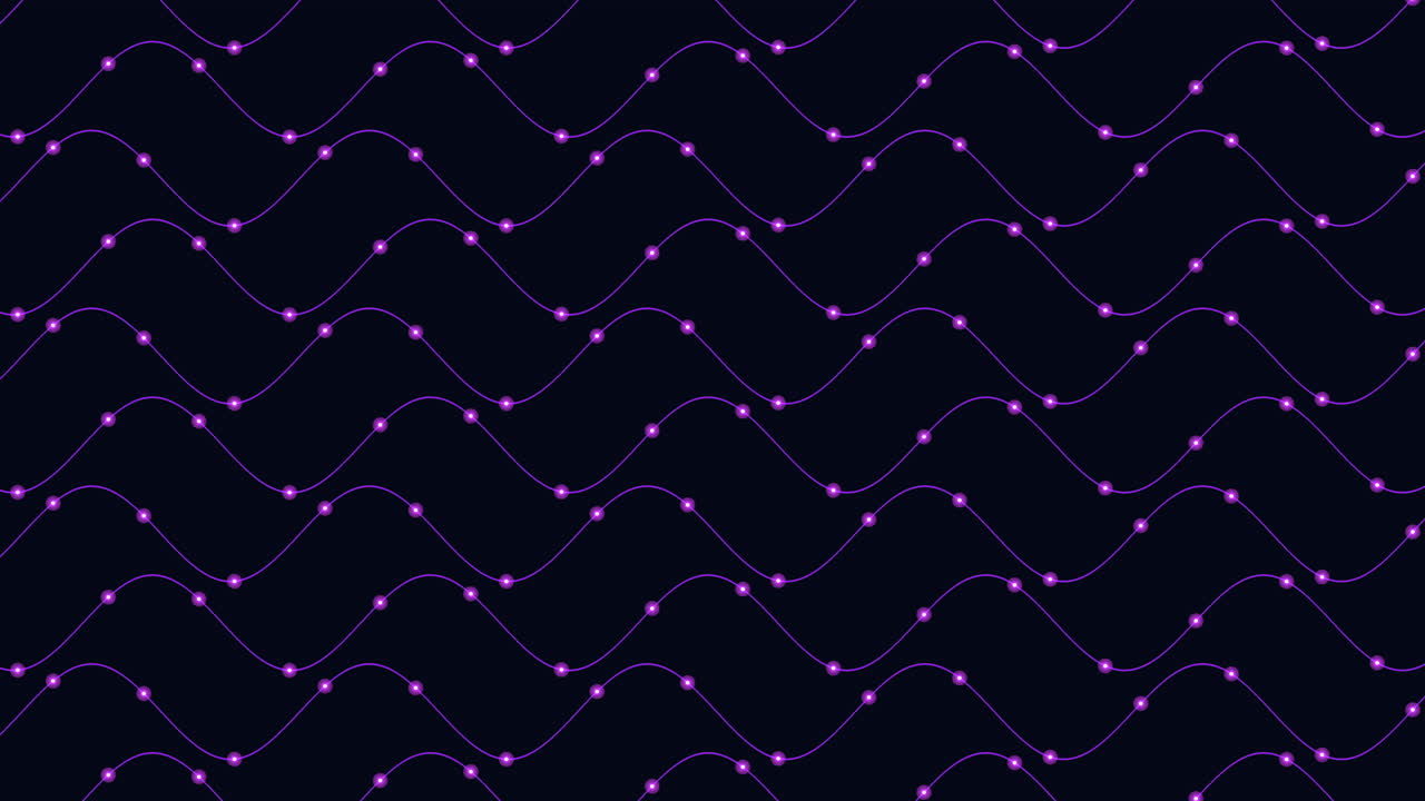 Black and purple wave pattern with white dots, seamlessly repeated. Unique design creating a dynamic and stylish visual impact