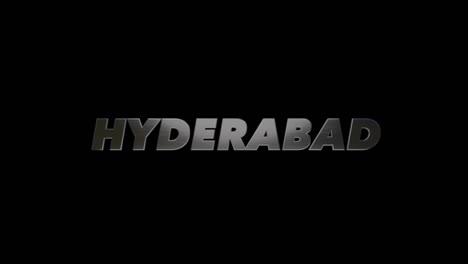 Stadt-Hyderabad,-Indien,-3D-Grafiktitel,-Look-Aus-Gebürstetem-Stahl,-Füllung-Und-Alphakanal