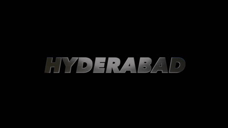 ciudad de hyderabad, india, título gráfico en 3d aspecto de acero cepillado, relleno y canal alfa