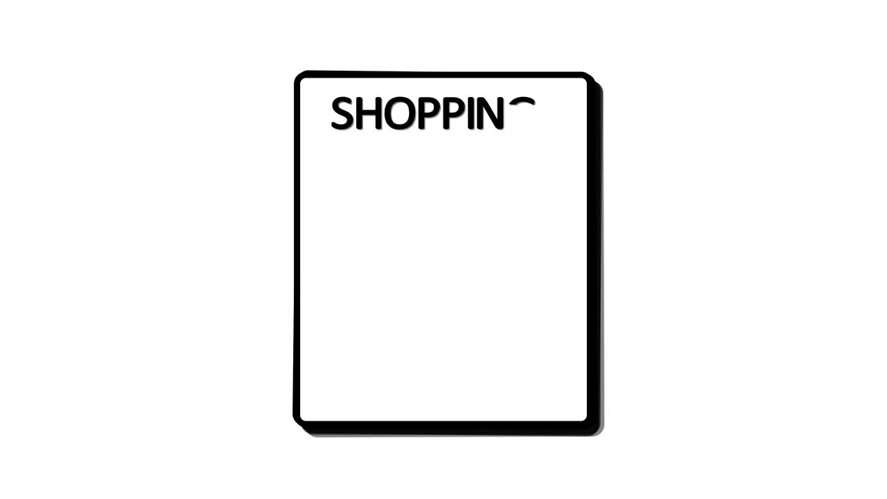 shopping list paper with check boxes animation in and out loop