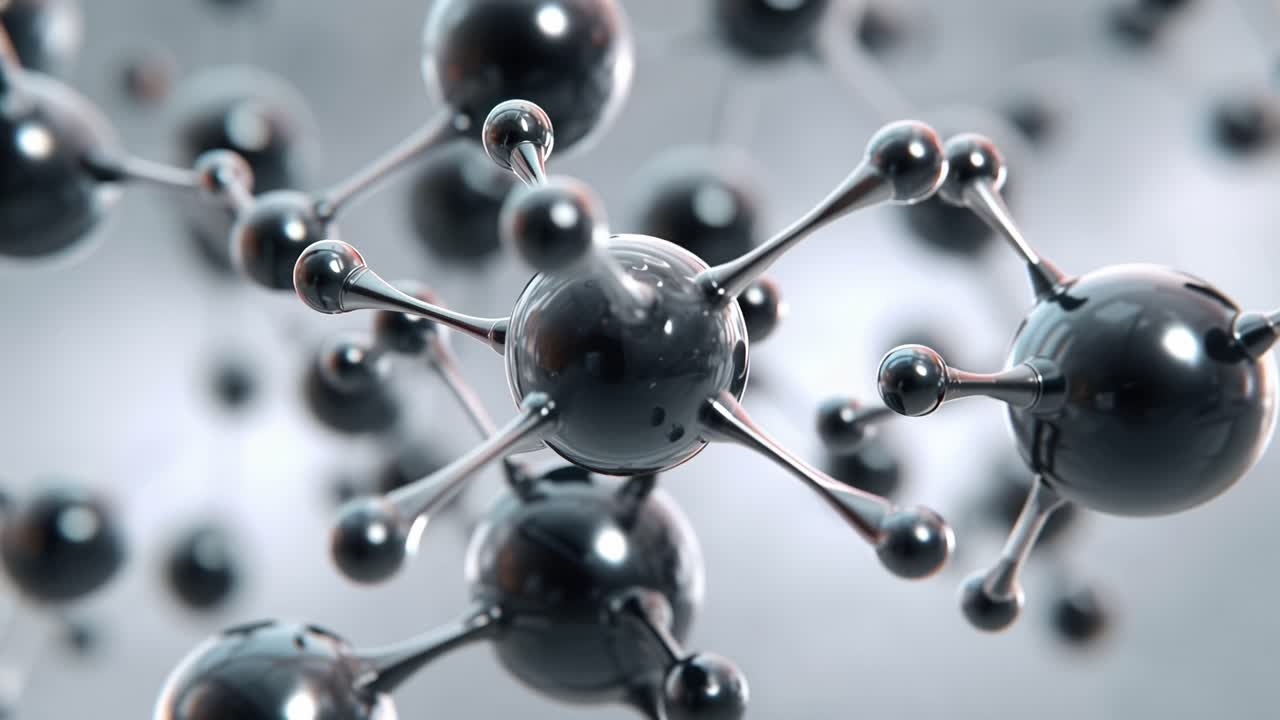回転する分子構造の抽象的な3Dレンダリング