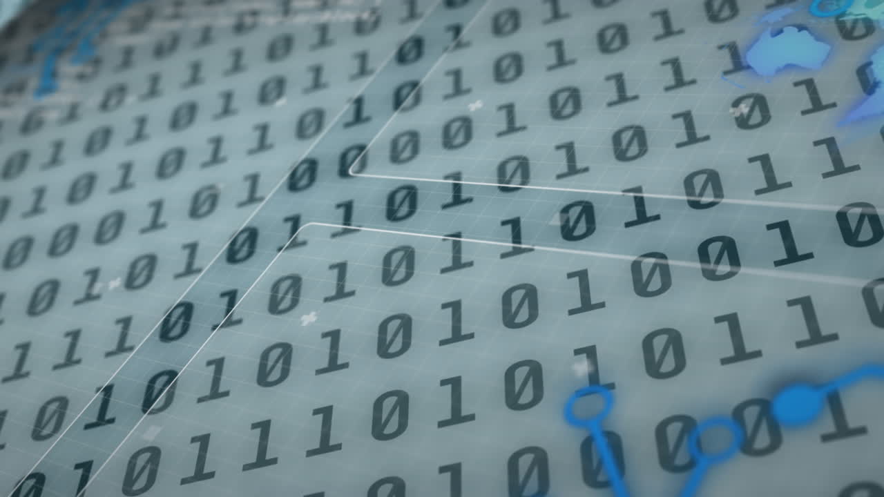 анимация обработки данных по белой сетке