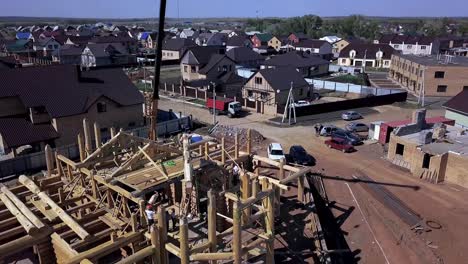 log house construction site