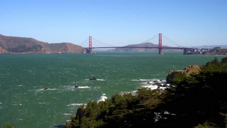 famous golden gate bridge, san francisco california usa landmark from lands end lookout