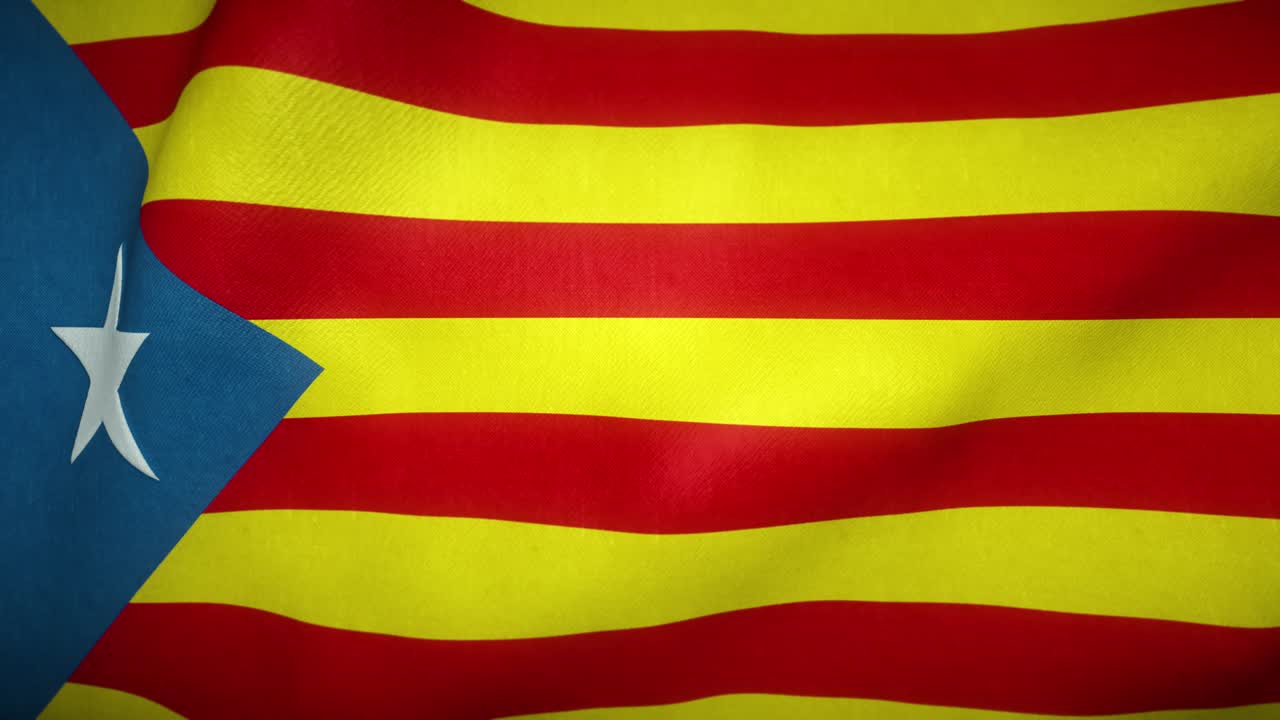 estelada bandera del movimiento separatista de cataluña ondeando en el viento