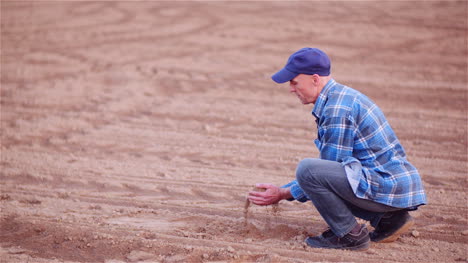 Landwirt,-Der-Organischen-Boden-In-Den-Händen-Untersucht-Landwirt,-Der-Schmutz-Im-Landwirtschaftsfeld-Berührt-16