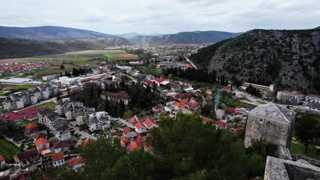 Aerial-from-the-castle-in-Stolac,-Bosnia-and-Herzegovina