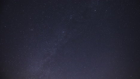 milky way and stars spin as shooting stars fly across the frame, wide time lapse