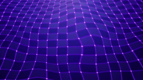 Abstrakter-Futuristischer-Digitaler-Hintergrund:-Kräftiges-Violettes-Und-Blaues-Gitter-Mit-Fließenden-Punkten-Und-Neonlicht---Modernes-Netzwerkdesign:-Wellenförmige-Geometrische-Muster-In-Einem-Hellen,-Hypnotischen-Digitalen-Raum