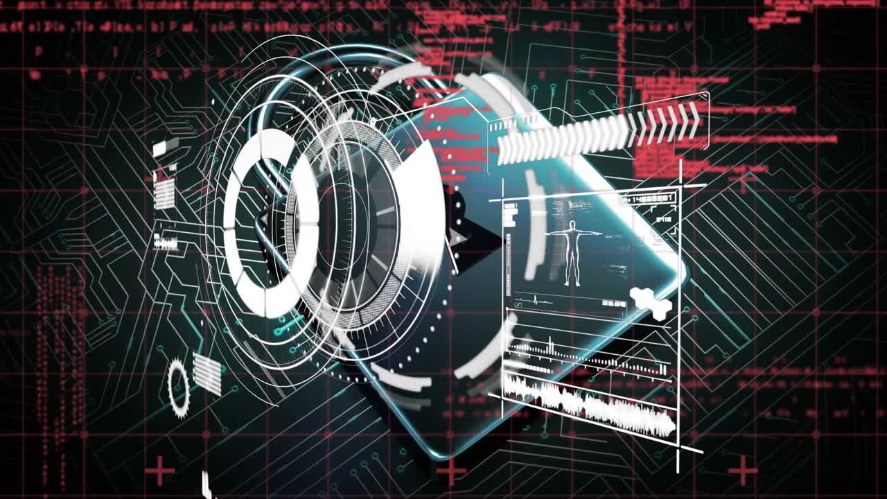 Animation of scope scanning over padlock and data processing