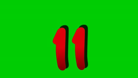 number 11 eleven sign symbol animation motion graphics on green screen background,drop down cartoon number video number for video elements