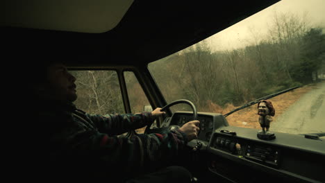 rainy road trip in a van