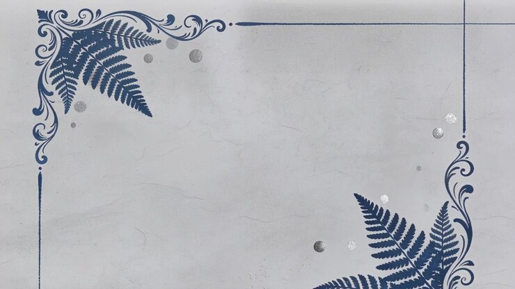 Camera panning across textured surface revealing navy fern and silver glitter dots, AI-generated