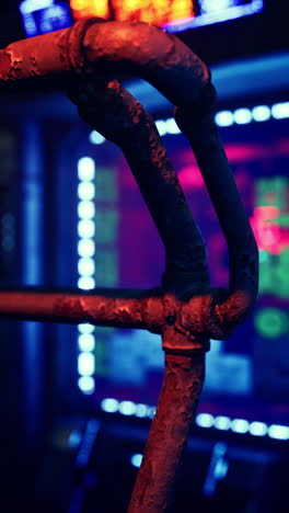 rusty pipes in a cyberpunk setting