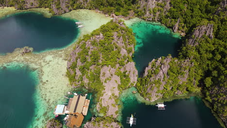 aerial view of tropical lagoon in el nido, palawan, philippines