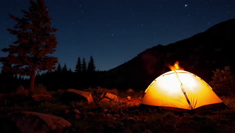 camping under a starry night sky