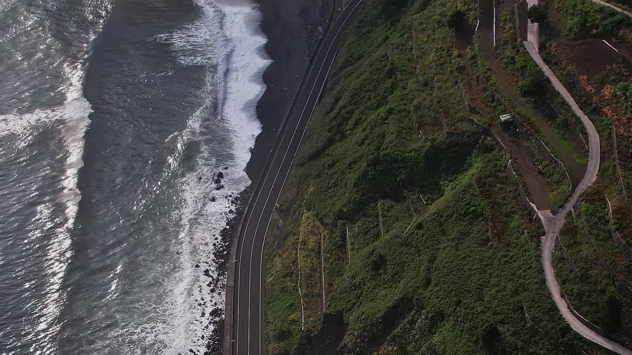 Beautiful aerial view of coastline in Madeira, Portugal during sunny day