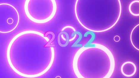 Animation-of-2022-text-over-pink-circles