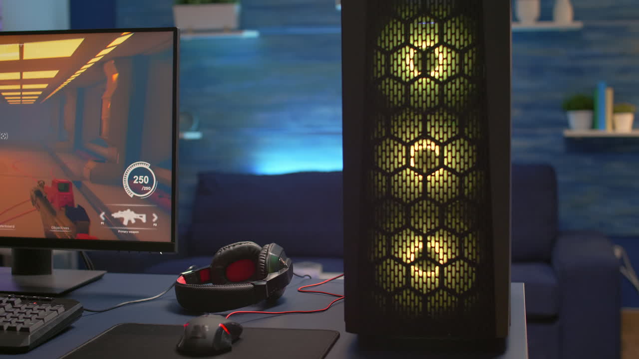 Close-up of RGB system desktop