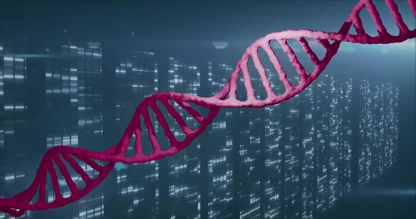 On start red-pink DNA helix rotating and crest shifting across glowing grid for loop visualization