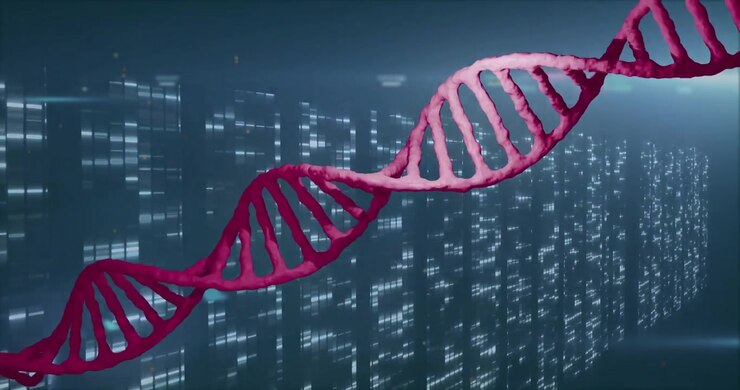 On start red-pink DNA helix rotating and crest shifting across glowing grid for loop visualization