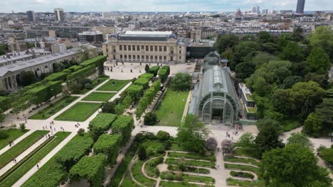 jardin des plantes with gallery of evolution and winter garden buildings, paris in france