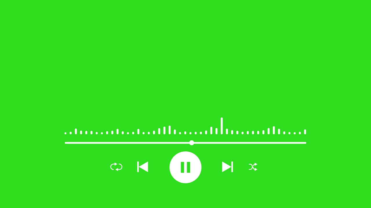 Animated Audio Player with Sound Wave on Green Screen