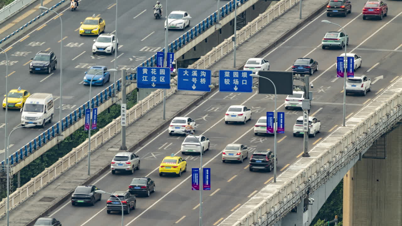 Timelapse of a busy road with traffic in Chongqing china