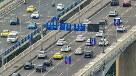 timelapse of a busy road with traffic in chongqing china