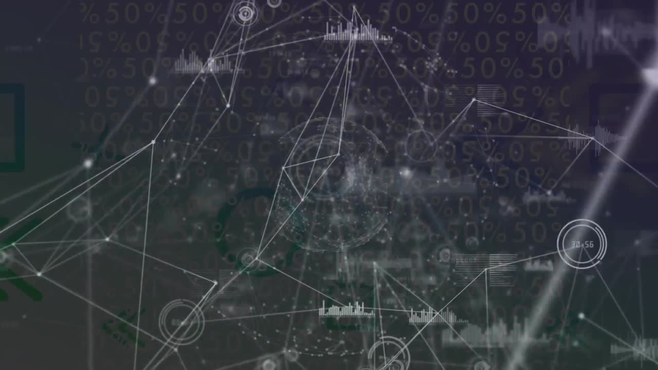 animación del procesamiento de datos y la red de conexiones