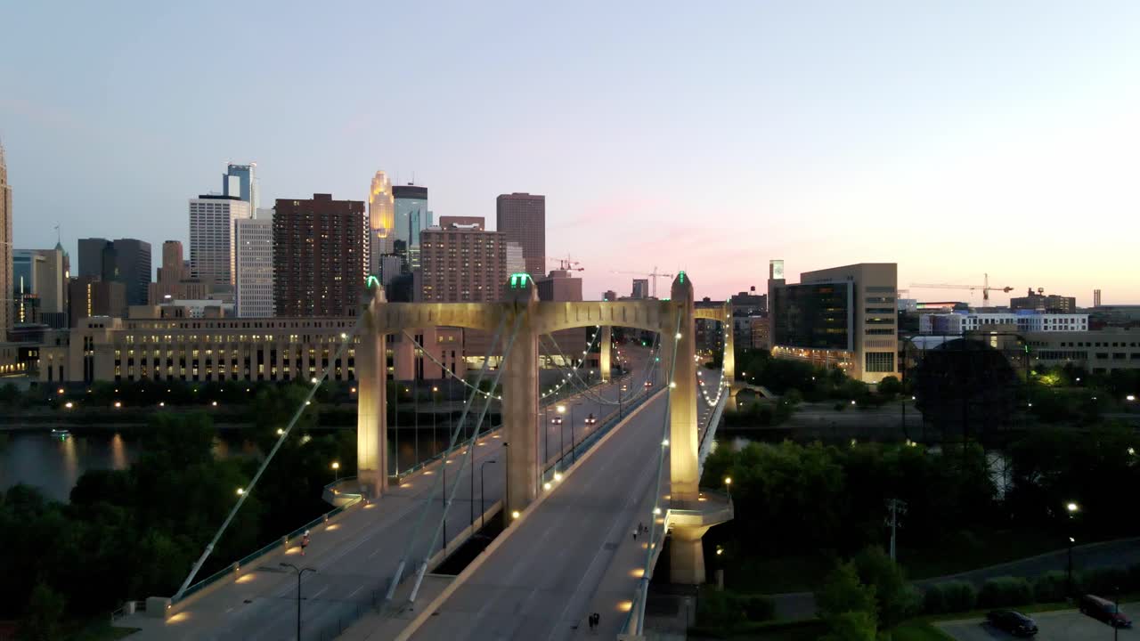 aerial view of henneping bridge in north minneapolis, close to downtown
