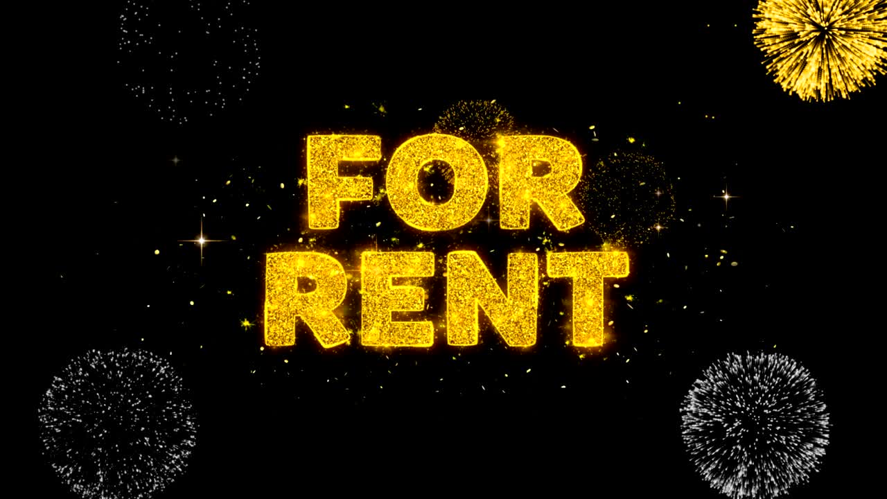 렌트 텍스트는 반이는 황금 입자 불꽃놀이에 나타납니다.