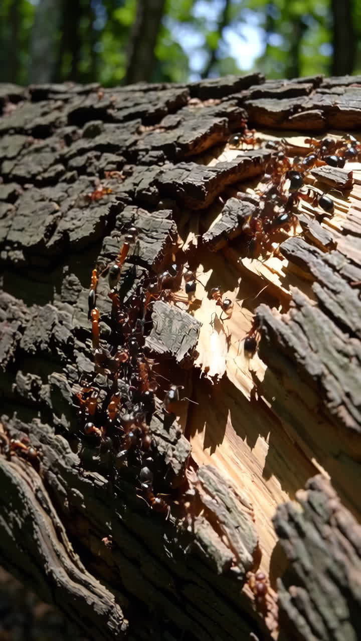 Ants on a Tree Trunk