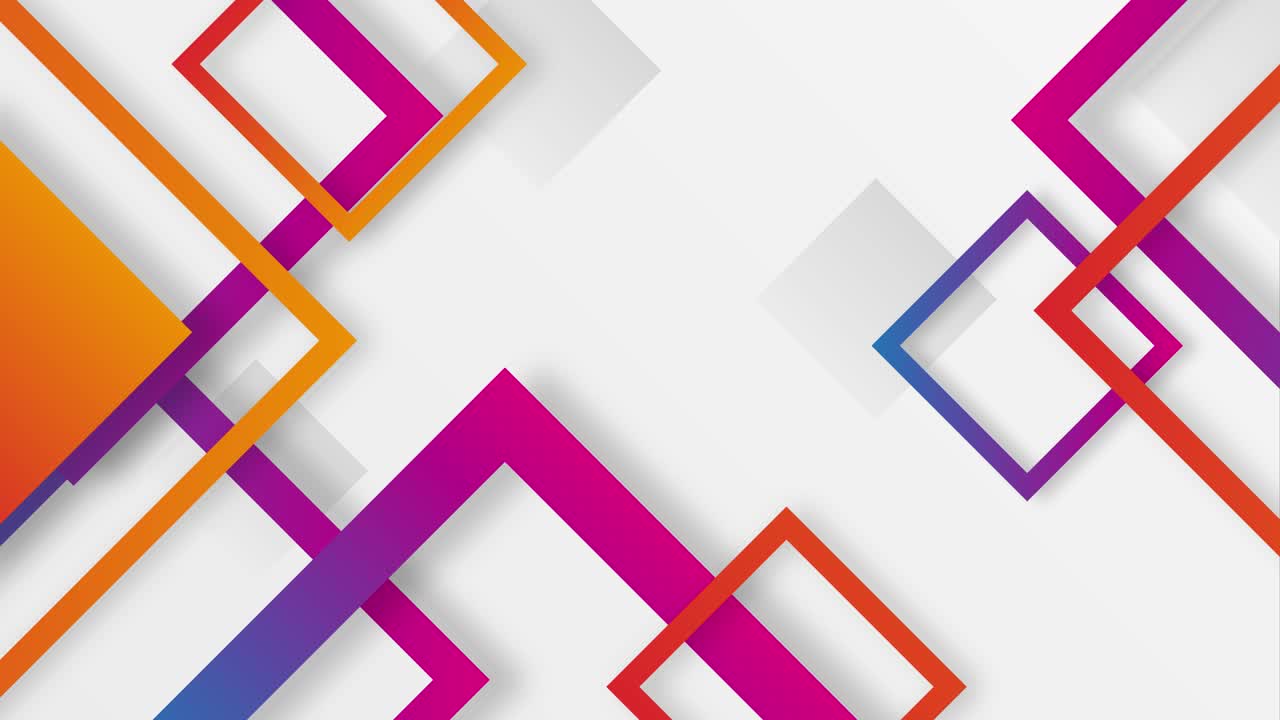 cuadros de marco abstracto diagonal superior fondo blanco rebotando animación geométrica