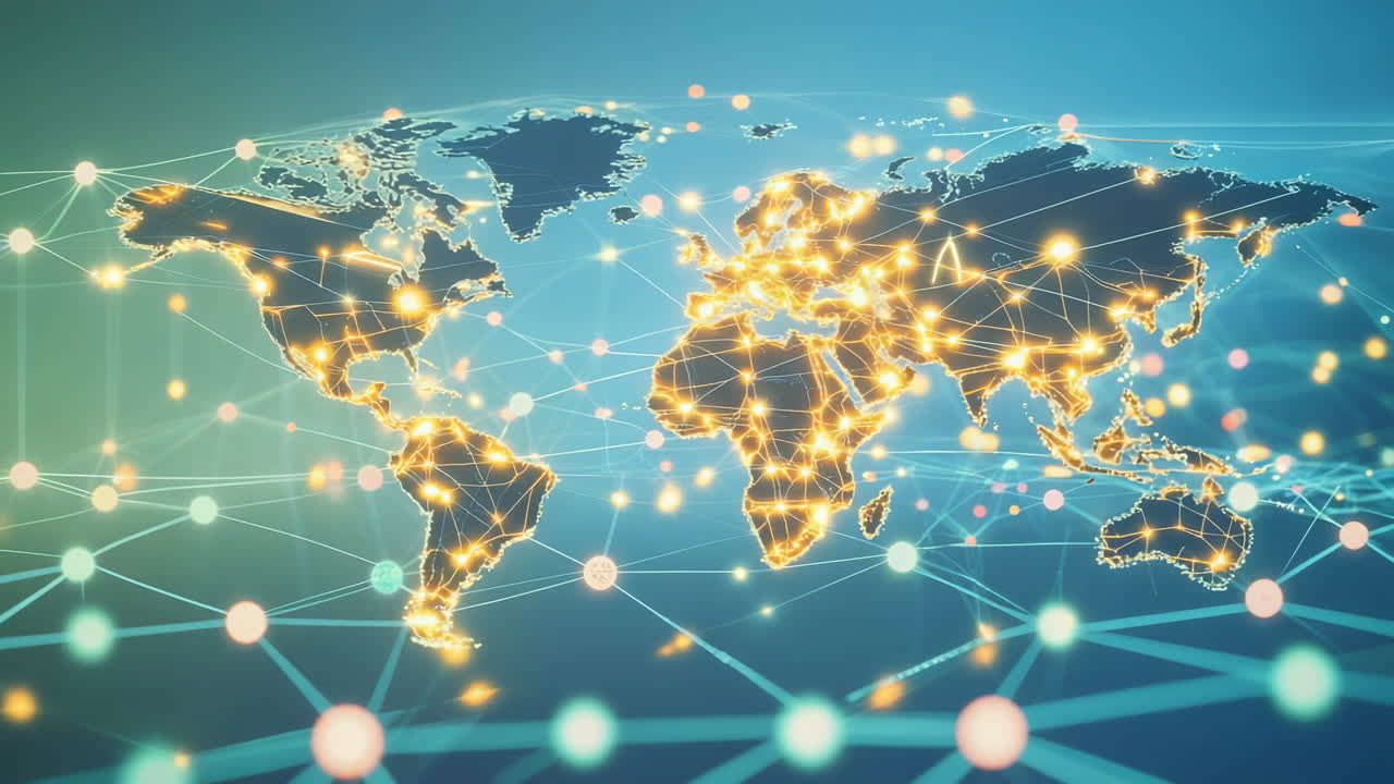 Global Network Connectivity and Digital World Map