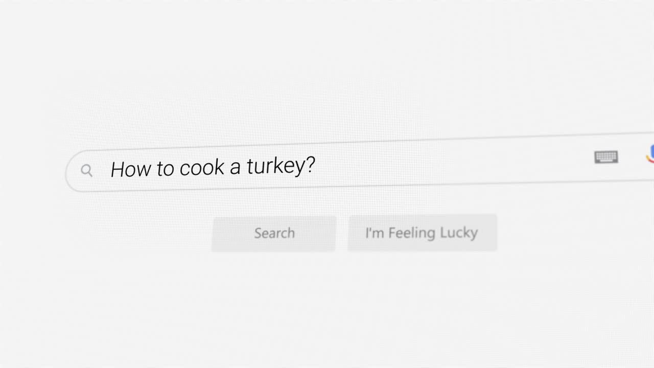 Searching for How to cook a turkey? on Internet browser