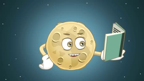 dibujos animados luna linda libro de lectura con animación de la cara con alfa mate