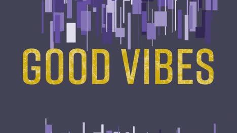 Animation-of-good-vibes-text-over-shapes-on-black-background