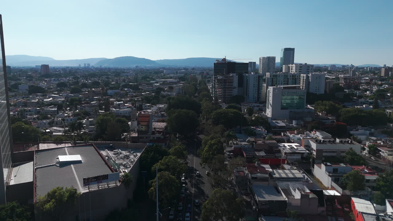 Drone view of the Vallarta Avenue,facing east to west in Guadalajara, Jalisco, Mexico