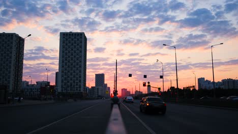 city sunset highway scene