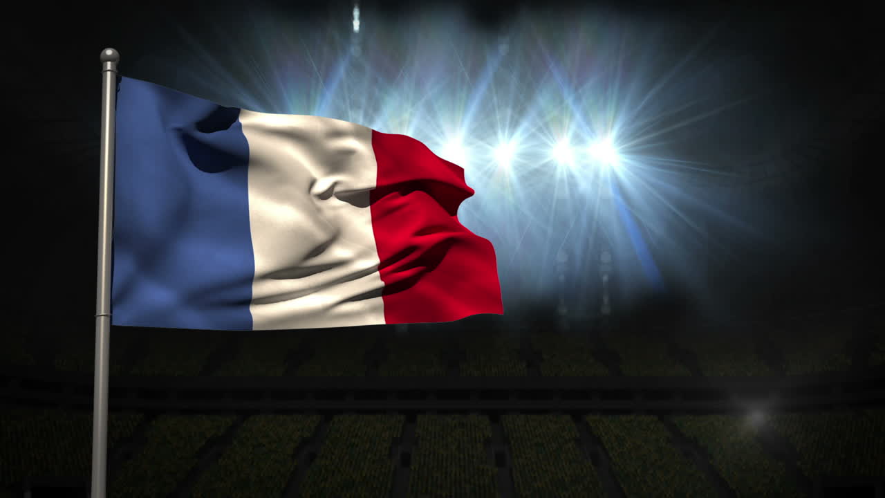 bandera nacional de francia ondeando en el mástil de la bandera