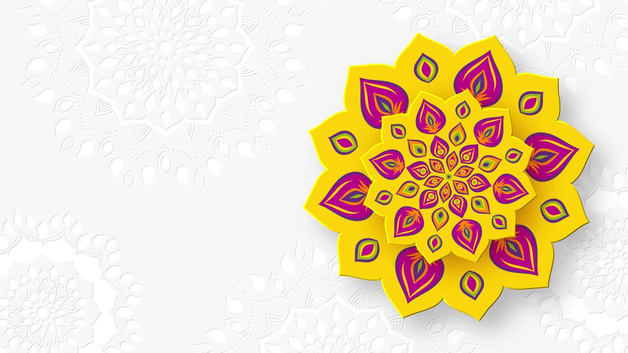 rangoli indio giratorio para el festival de las luces de diwali.