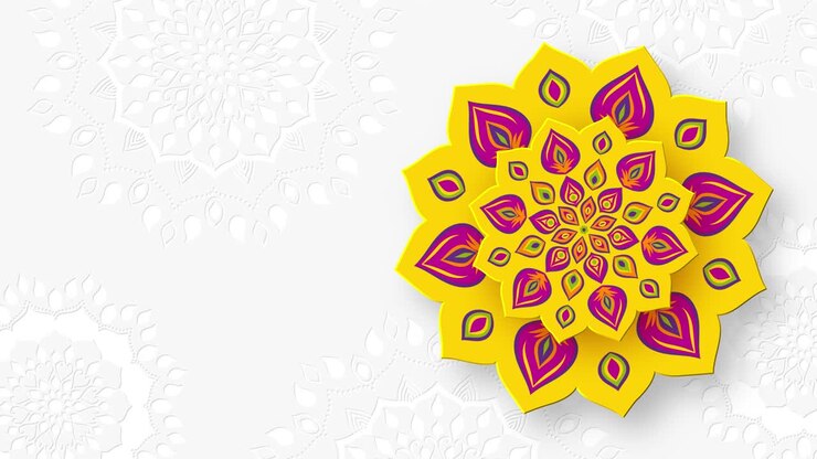 Rangoli indiano rotante per il festival delle luci Diwali