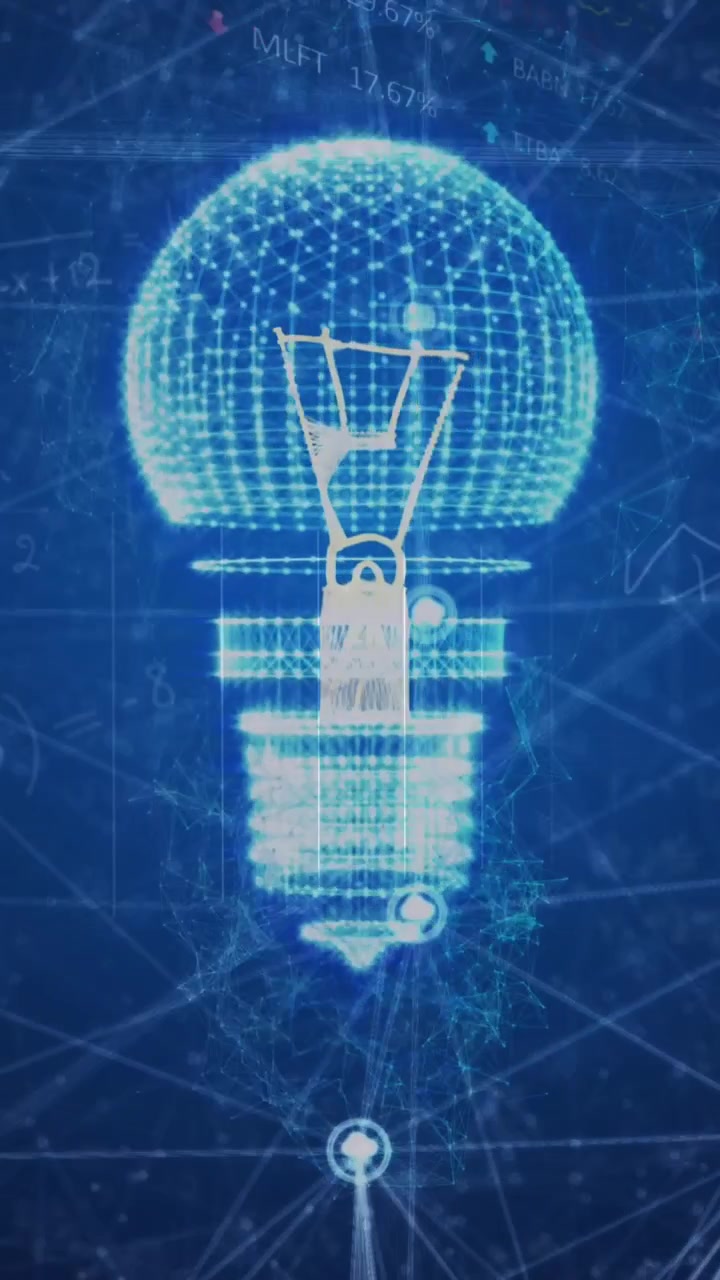 Animation of light bulb, connections and data processing