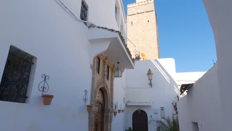 mosque oudaya at kasbah of the udayas, overlooks rabat's traditional white buildings