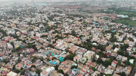 aerial view of a densely populated urban residential area