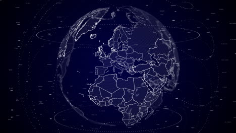 digital globe rotating, zooming in on italy country