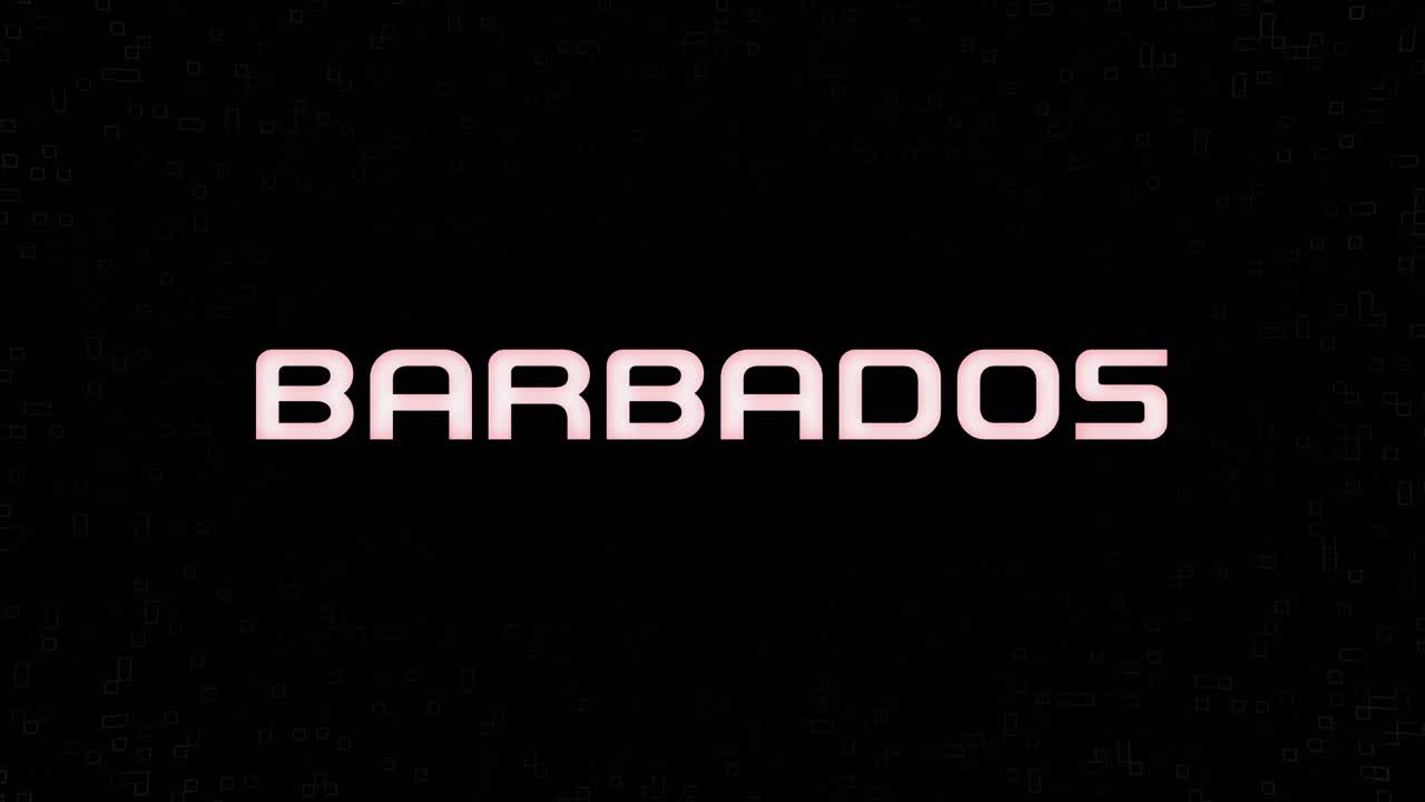 Grafica animata BARBADOS elettrificata e lampeggiante in bianco, giallo e nero