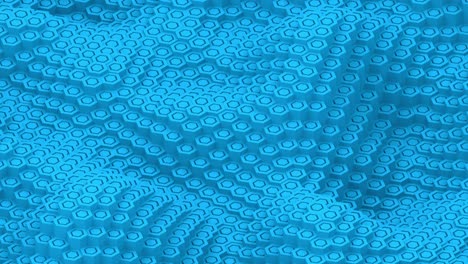 hexagon moving surface blue pillars animation background